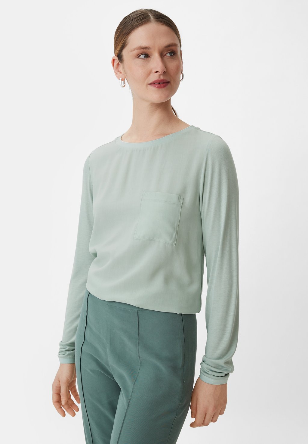 Рубашка с длинным рукавом comma casual identity, цвет salbeigrün