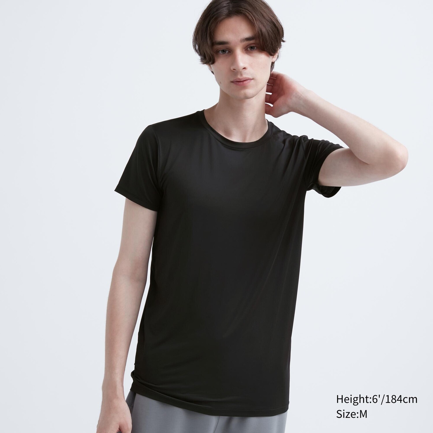 Футболка Uniqlo Airism с круглым вырезом, черный футболка uniqlo airism uv с круглым вырезом черный