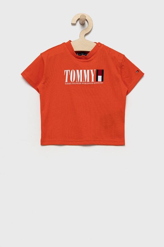 

Детская хлопковая футболка Tommy Hilfiger, оранжевый