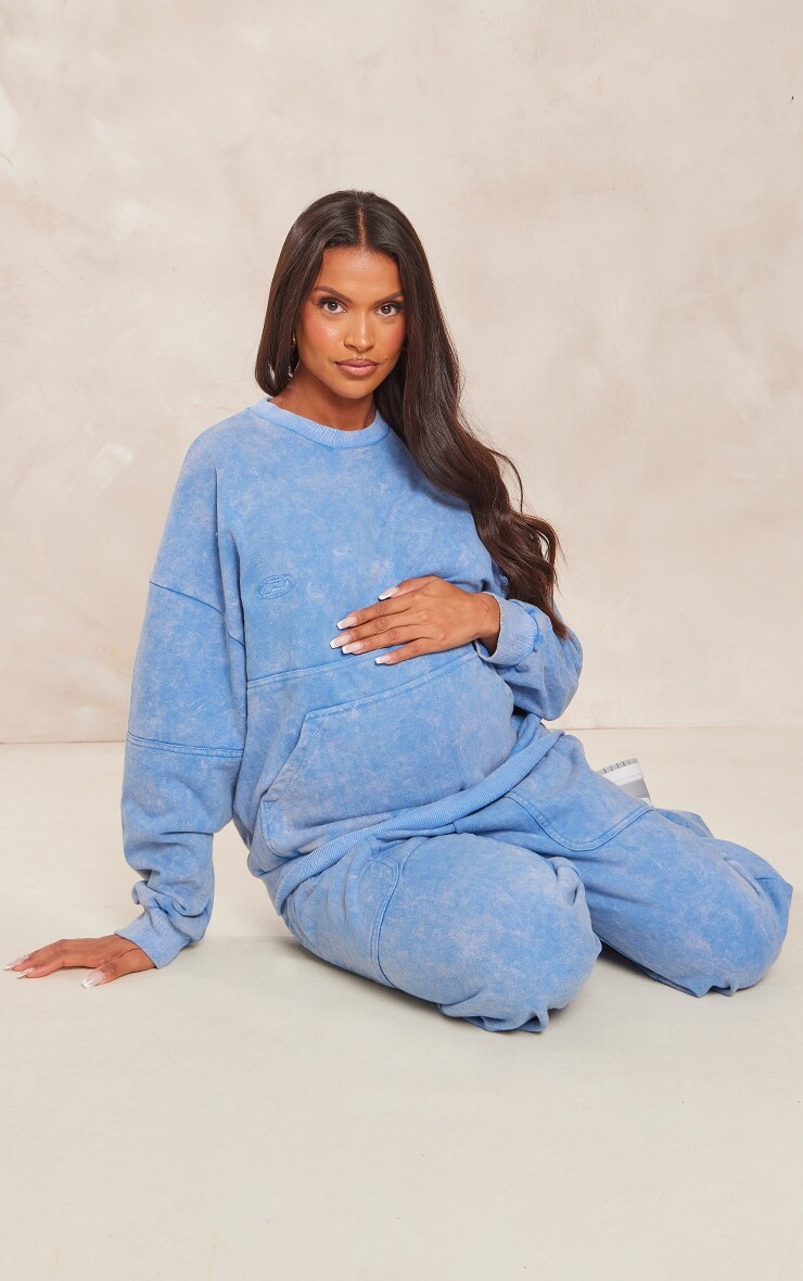 

PrettyLittleThing Толстовка оверсайз с круглым вырезом кислотно-синего цвета для беременных, Синий