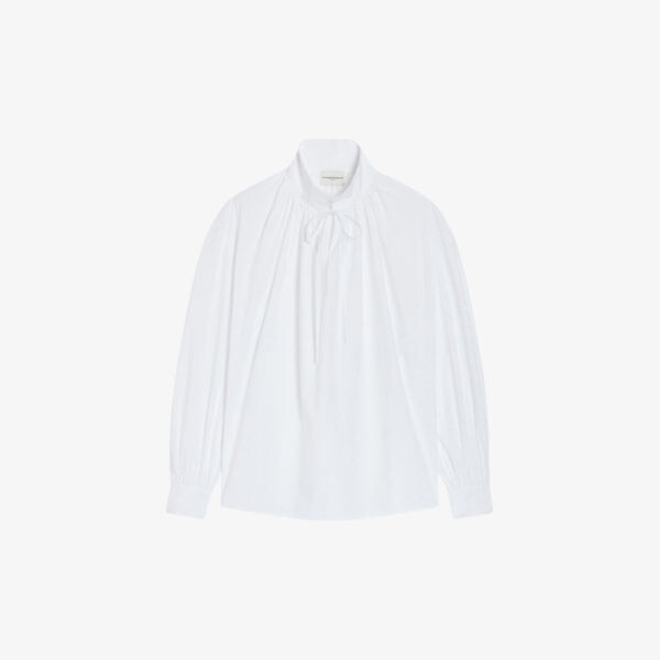 

Хлопковая рубашка свободного кроя с кулиской на шее Claudie Pierlot, цвет naturels