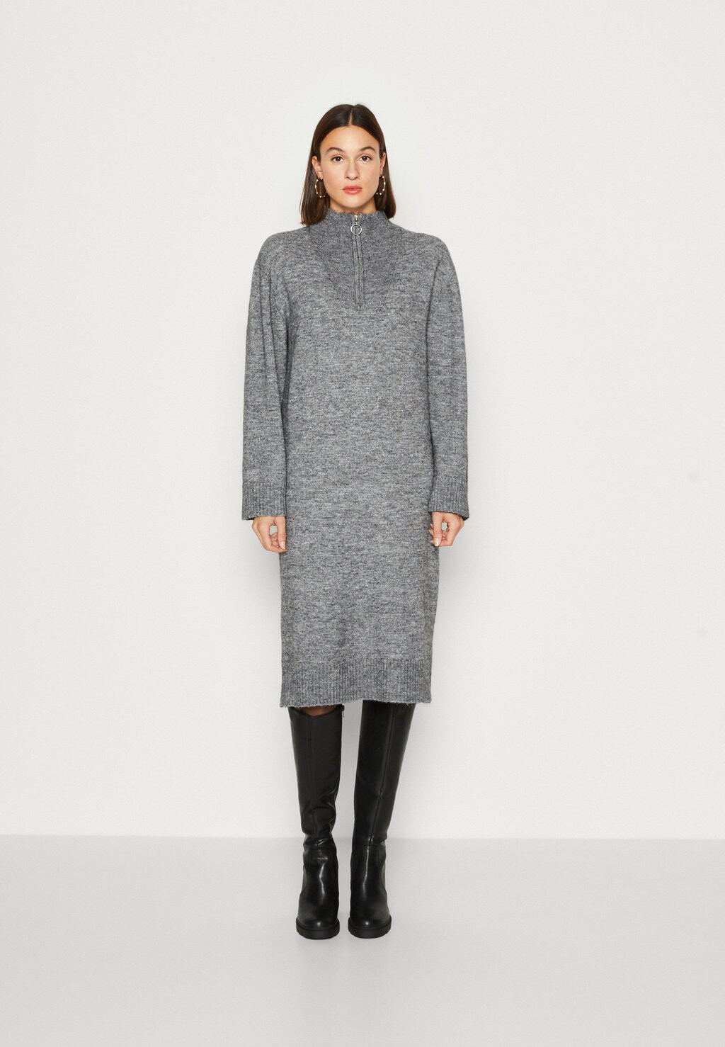 

Платье Point Object OBJMINNA ZIP DRESS, цвет dark grey melange