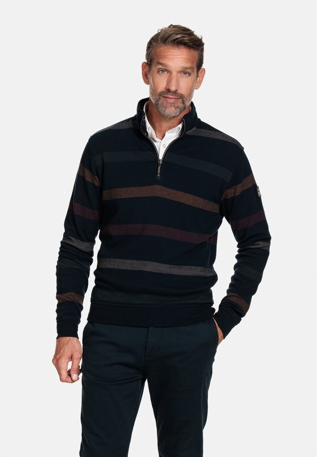 

Толстовка LANGE MOUW REGULAR FIT OPSTAANDE KRAAG STREEP Baileys, цвет dak green