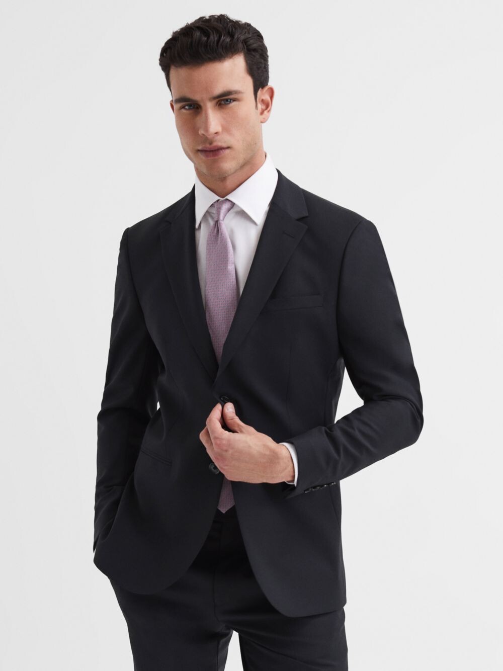 

Пиджак из смесовой шерсти Reiss Hope, черный