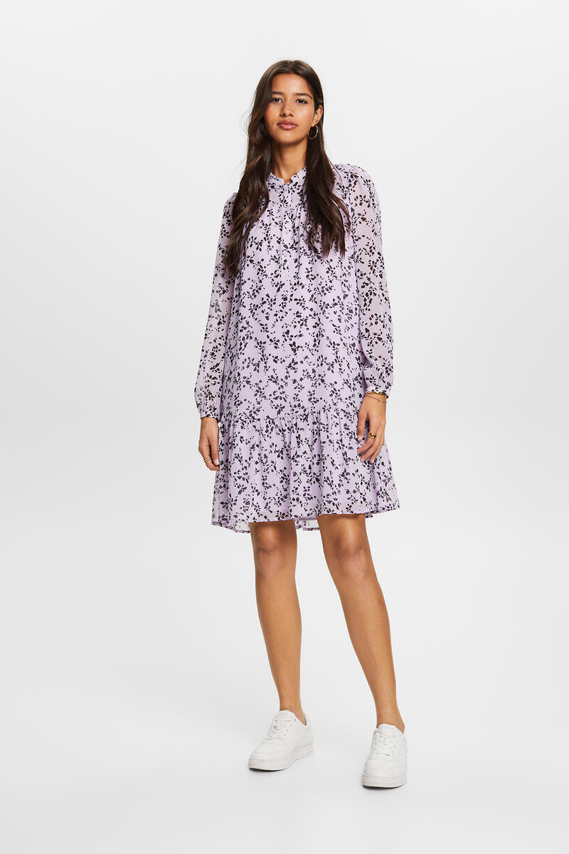цена Короткое экологически чистое платье с цветочным принтом Esprit, фиолетовый