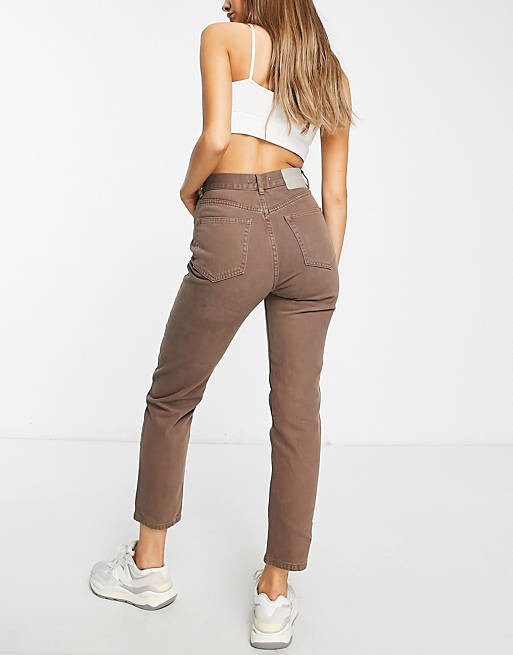 

Коричневые джинсы для мам с завышенной талией Pull&Bear