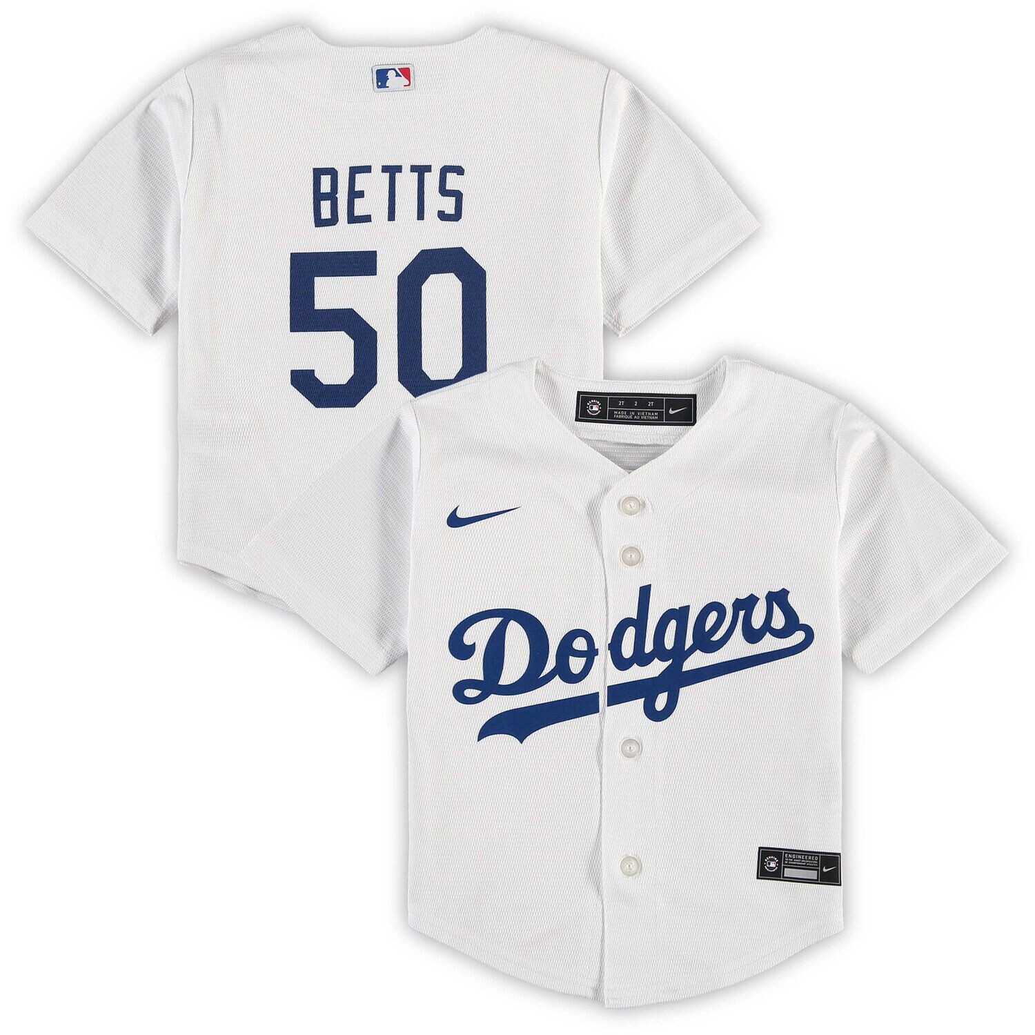 

Реплика Джерси игрока Nike Mookie Betts White Los Angeles Dodgers Home 2020 для малышей Nike