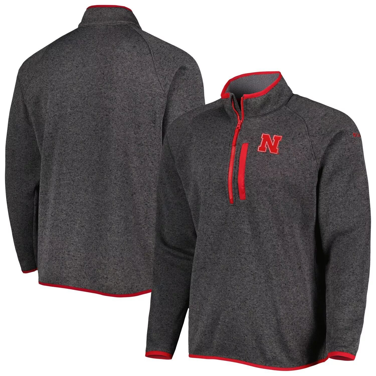 

Мужской топ с молнией до половины длины реглан Columbia Grey Nebraska Huskers Canyon Point