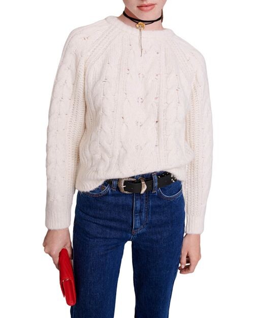 

Свитер Marco вязанной вязки Maje, цвет Ivory/Cream