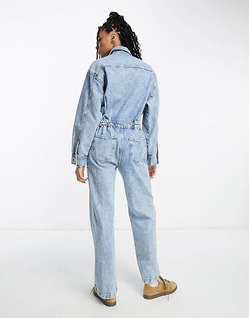 

Голубой джинсовый комбинезон ASOS DESIGN