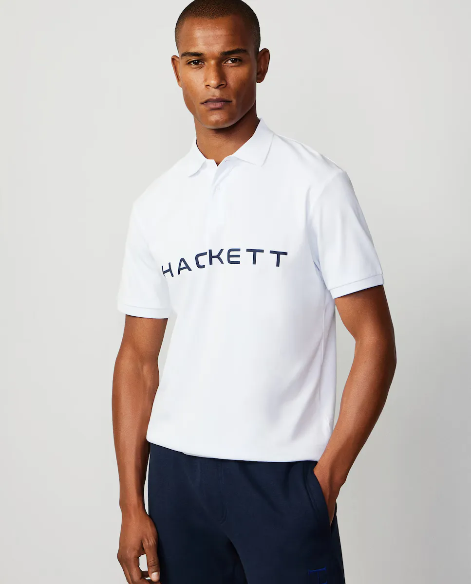 

Мужская футболка-поло интерлок с короткими рукавами Hackett Sport, белый