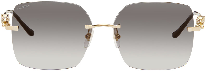 

Золотые солнцезащитные очки Panthere de Cartier Cartier, цвет Gold/Gray