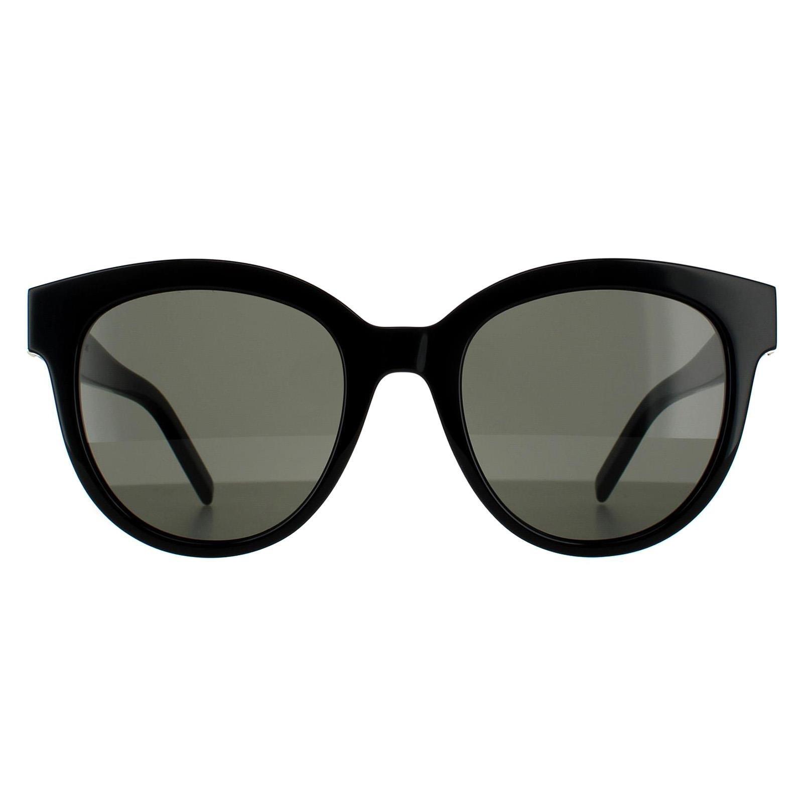 Круглые черные серые солнцезащитные очки Saint Laurent, черный