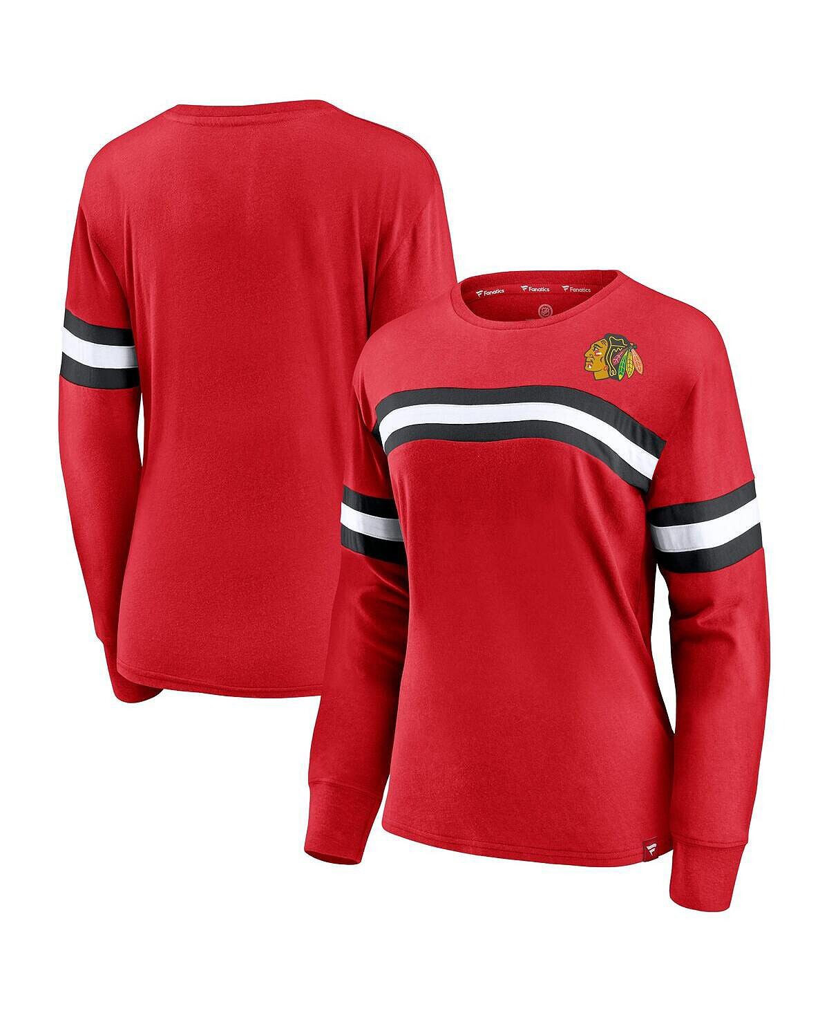 

Женская красная модная футболка с длинными рукавами и основным логотипом Chicago Blackhawks Block Party Fanatics, красный