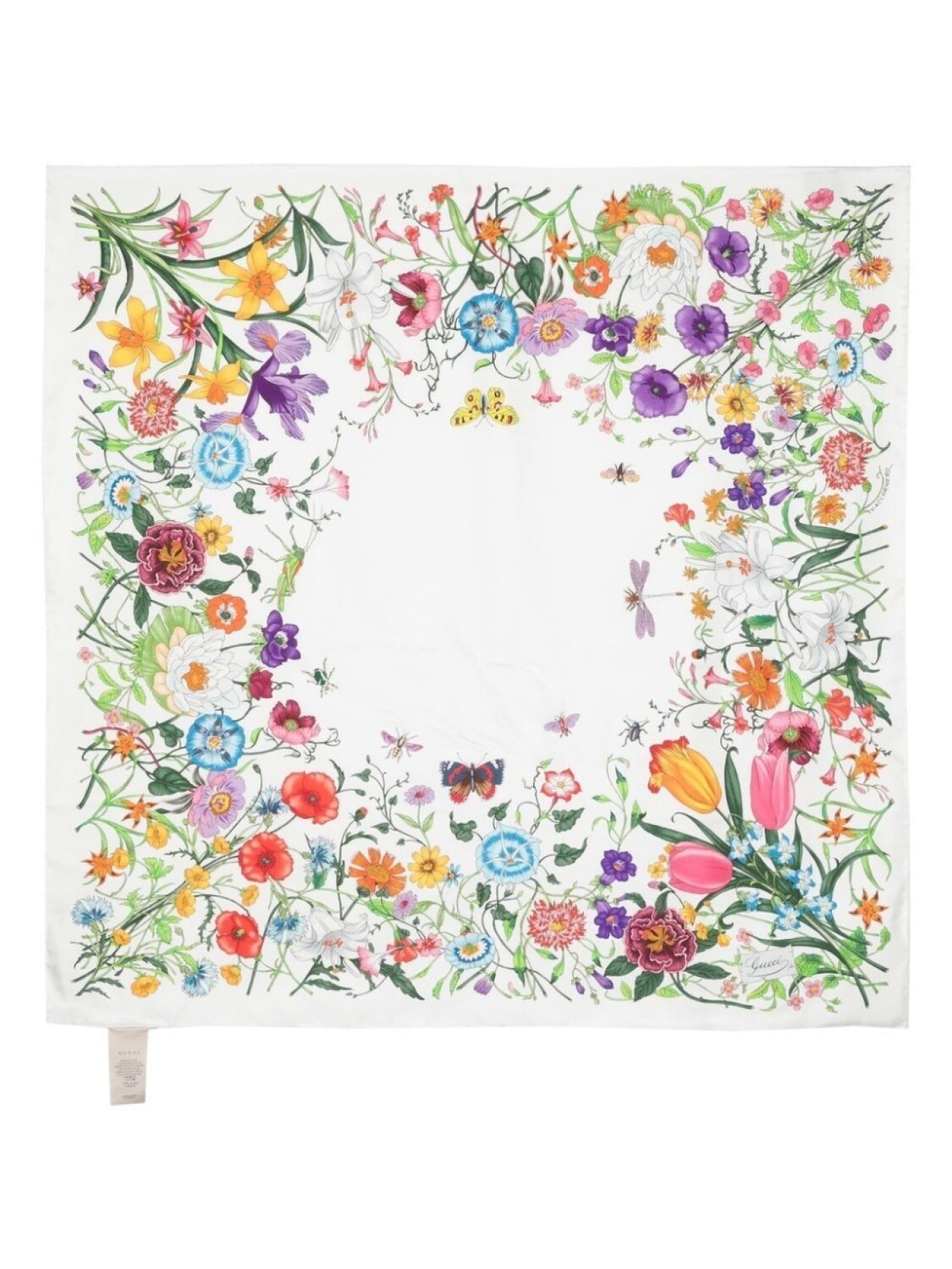 

Gucci шелковый платок с принтом Flora, белый