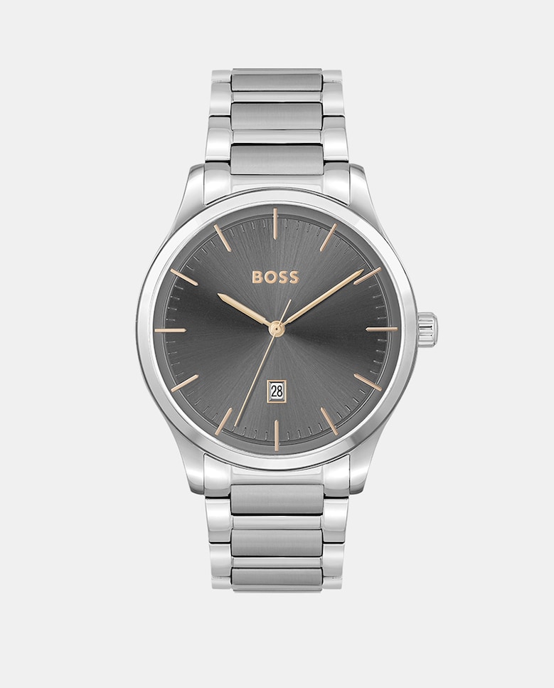 Reason 1513979 стальные мужские часы Boss, серебро poche серебристый браслет с карабином розового цвета и звеньями с эмалью