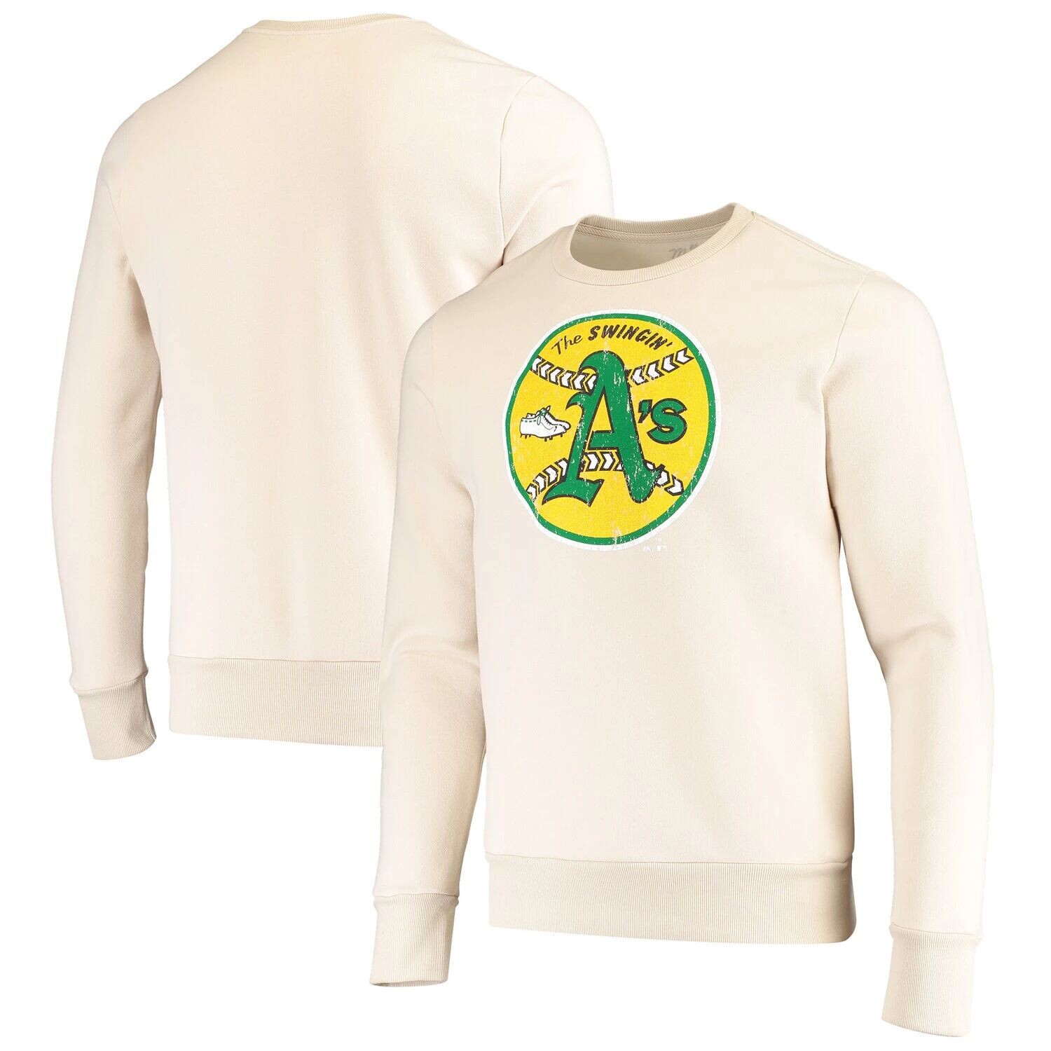 

Мужской флисовый пуловер толстовка Oakland Athletics Oatmeal Oatmeal Majestic