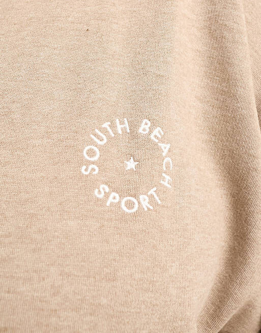 

Коричневый меланжевый свитшот с круглым вырезом South Beach Plus