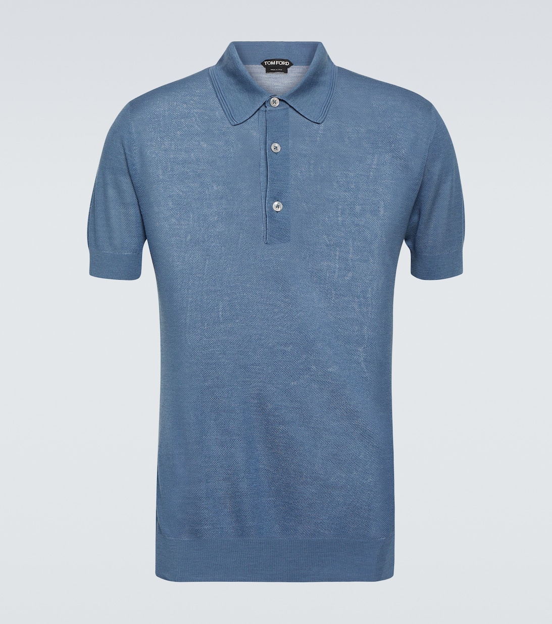 Рубашка-поло из хлопка и шелка Tom Ford, синий