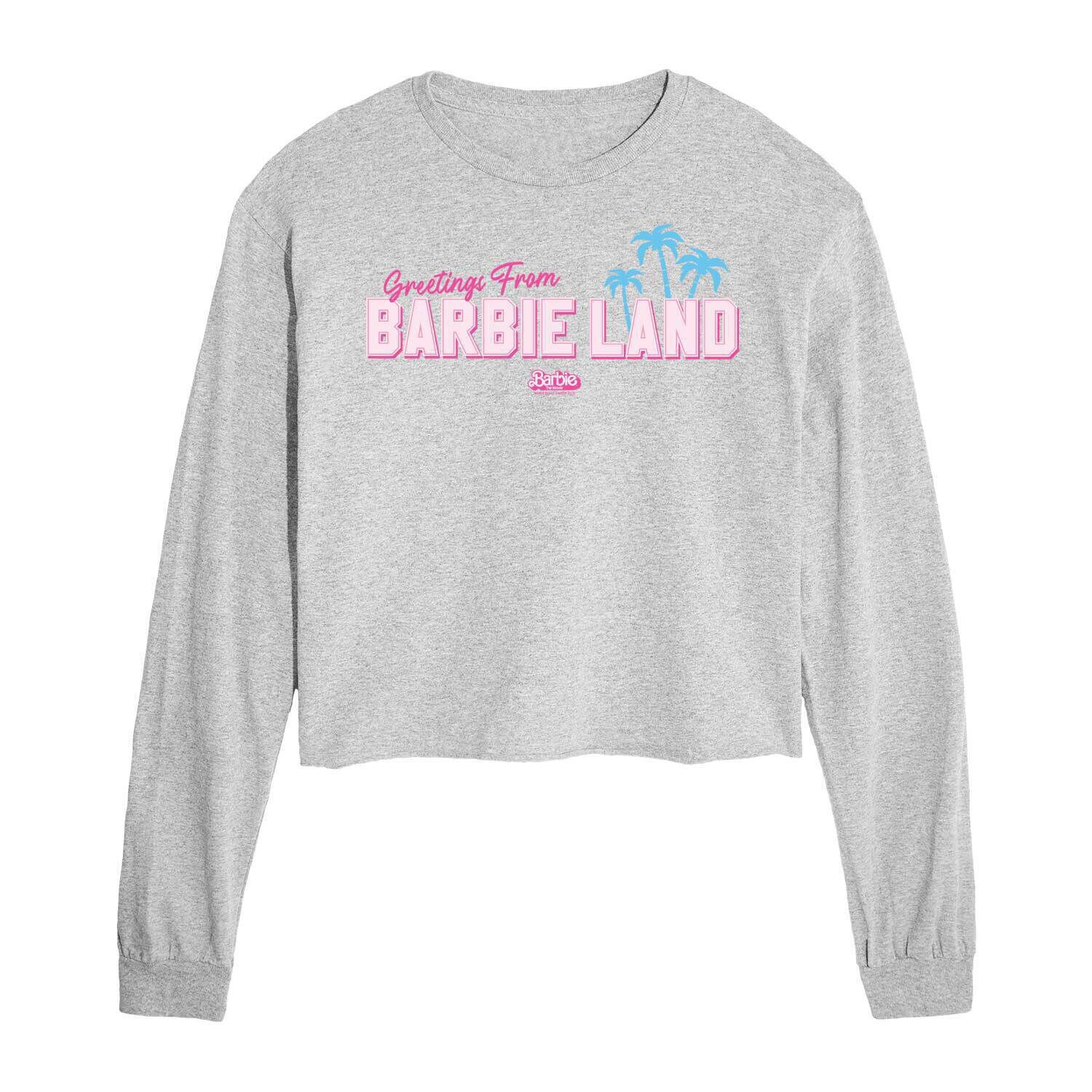 

Детская футболка Barbie: The Movie Greetings Barbie Land с длинными рукавами и рисунком Licensed Character, серый