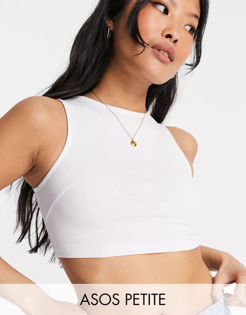 

Белый укороченный топ-комбинация с высоким воротником ASOS DESIGN Petite
