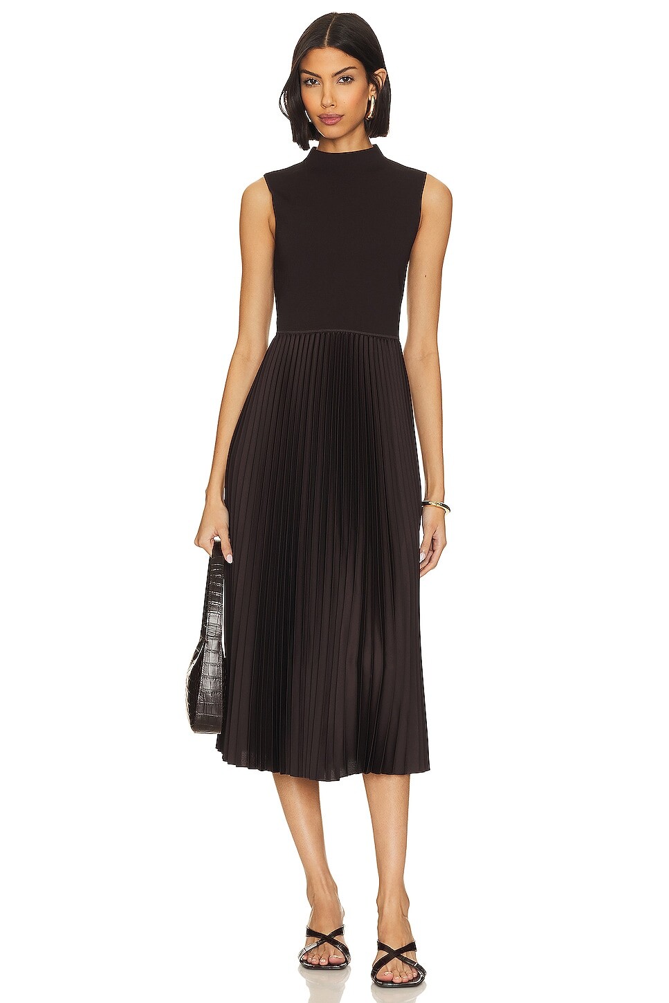 

Платье миди Theory Pleated Satin, цвет Mink