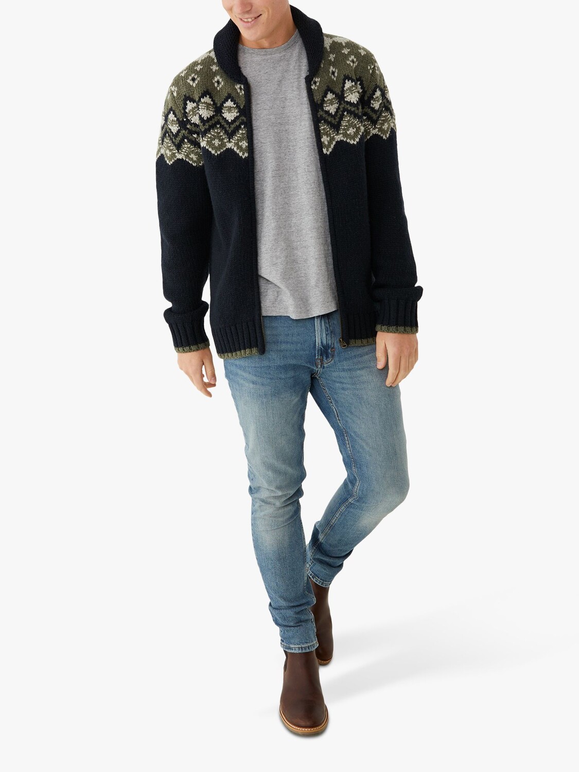 

Вязаный топ на молнии FatFace Southsea Pattern, темно-синий