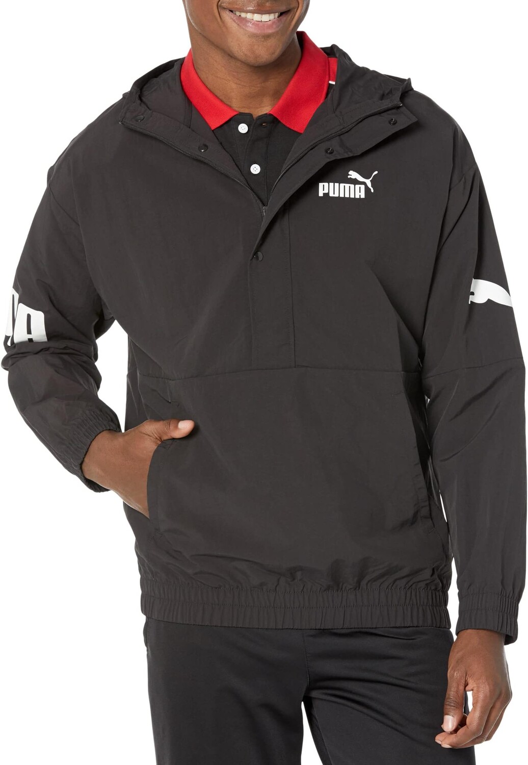 

Куртка Power Hooded 1/2 Zip Windbreaker PUMA, черный