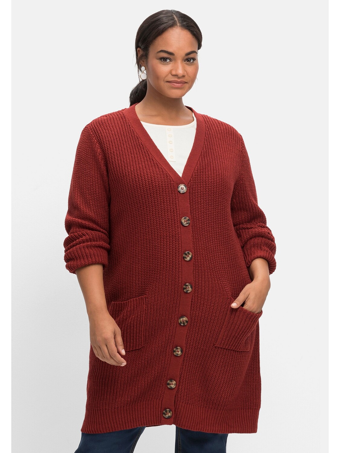 

Кардиган sheego by Joe Browns Longstrickjacke, цвет rostrot