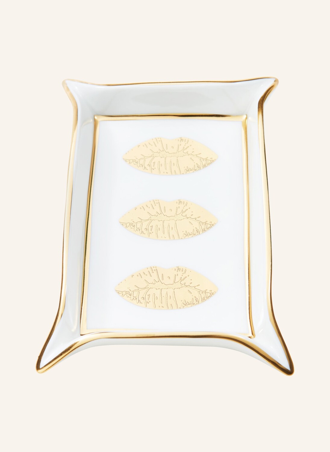 

Поднос Jonathan Adler LIPS VALET, 12,5x18 см, белый/золотой