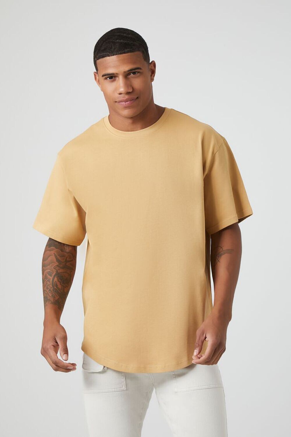 

Футболка с закругленным краем Forever 21, кэмел