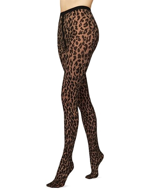 

Матовые колготки с леопардовым принтом Wolford, цвет Black