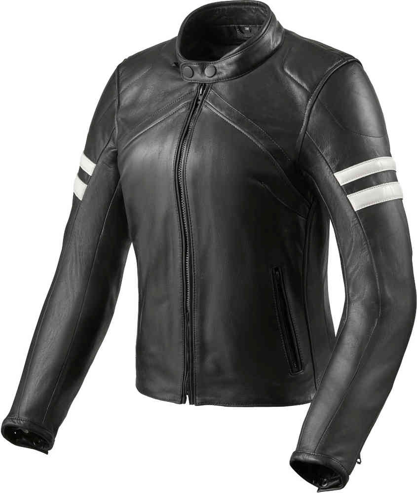 цена Женская мотоциклетная кожаная куртка Meridian Revit, черно-белый