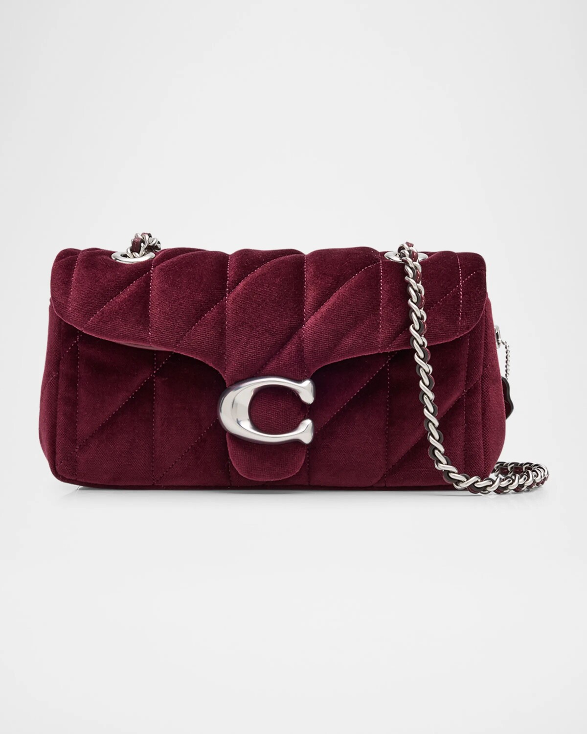 

Стеганая бархатная сумка на плечо Tabby 20 с цепочкой и цепочкой Coach, цвет Lhmerlot