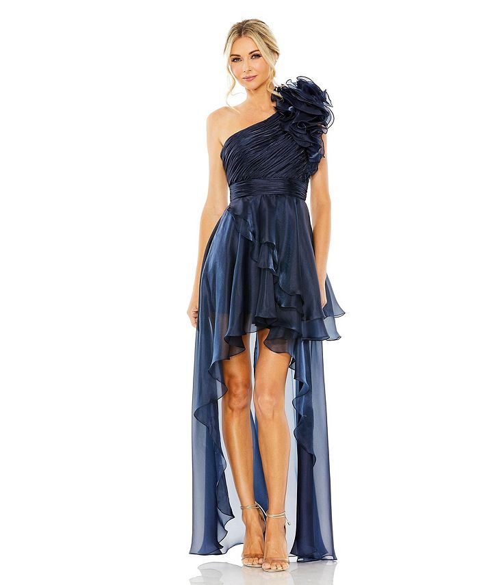 Женское платье хай-лоу с оборками на одно плечо Ieena Mac Duggal, синий