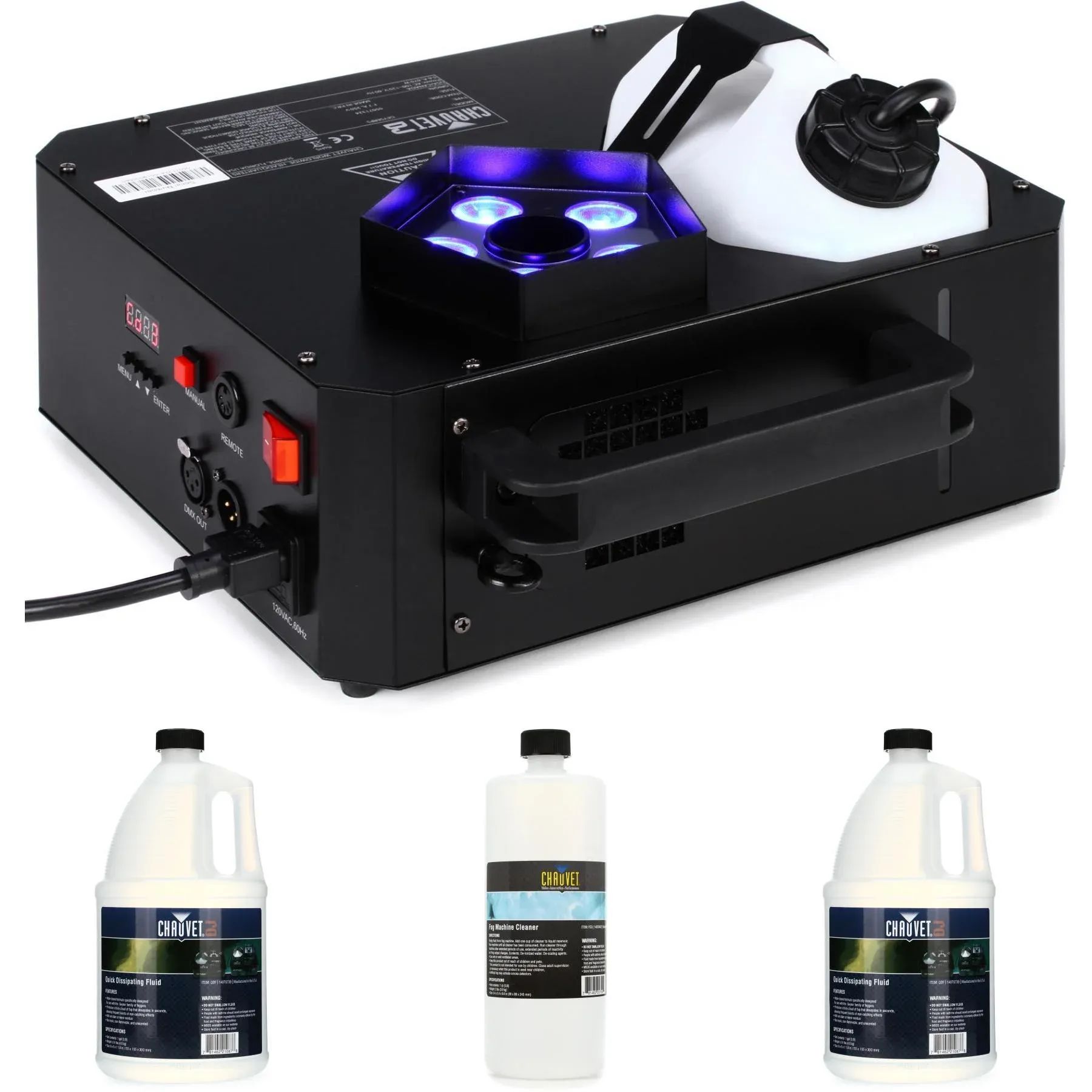 

Chauvet DJ Geyser P5 5-LED RGBA+UV Вертикальный туман-генератор, комплект предметов первой необходимости