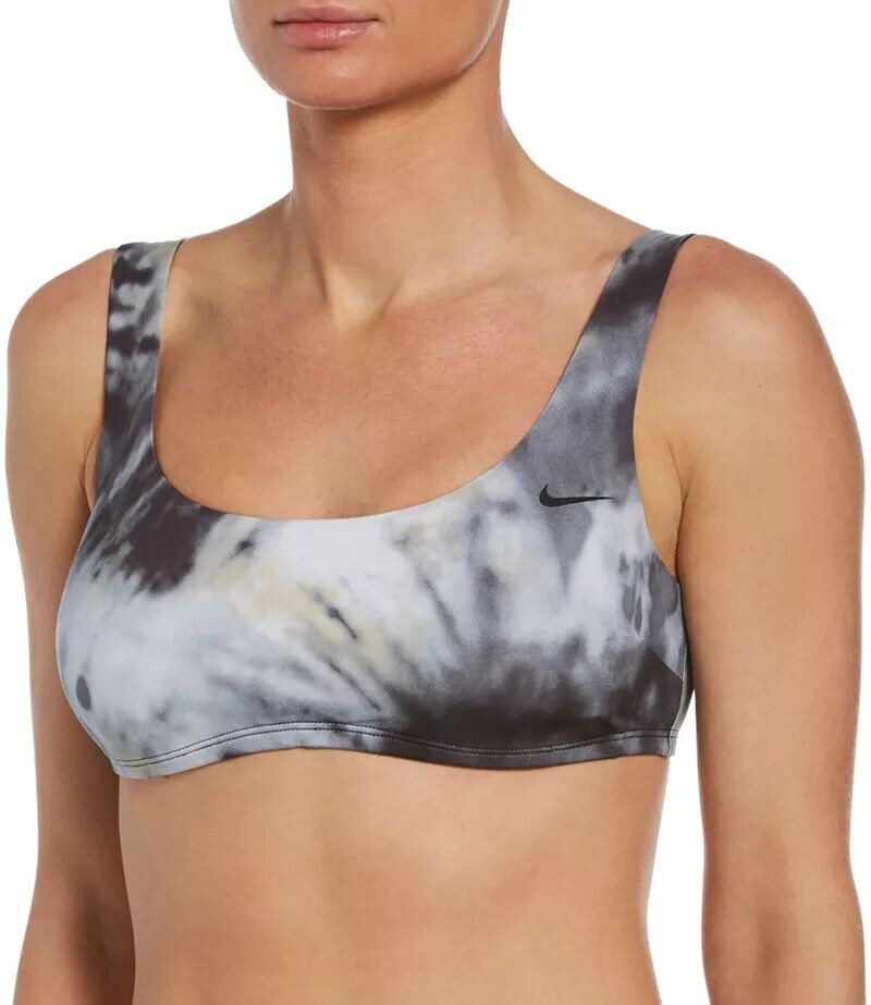 

Женский бикини-топ с овальным вырезом Nike Tie Dye, черный