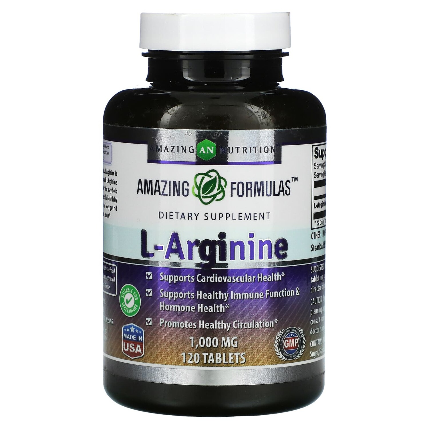 

L-аргинин, 1000 мг, 120 таблеток, Amazing Nutrition