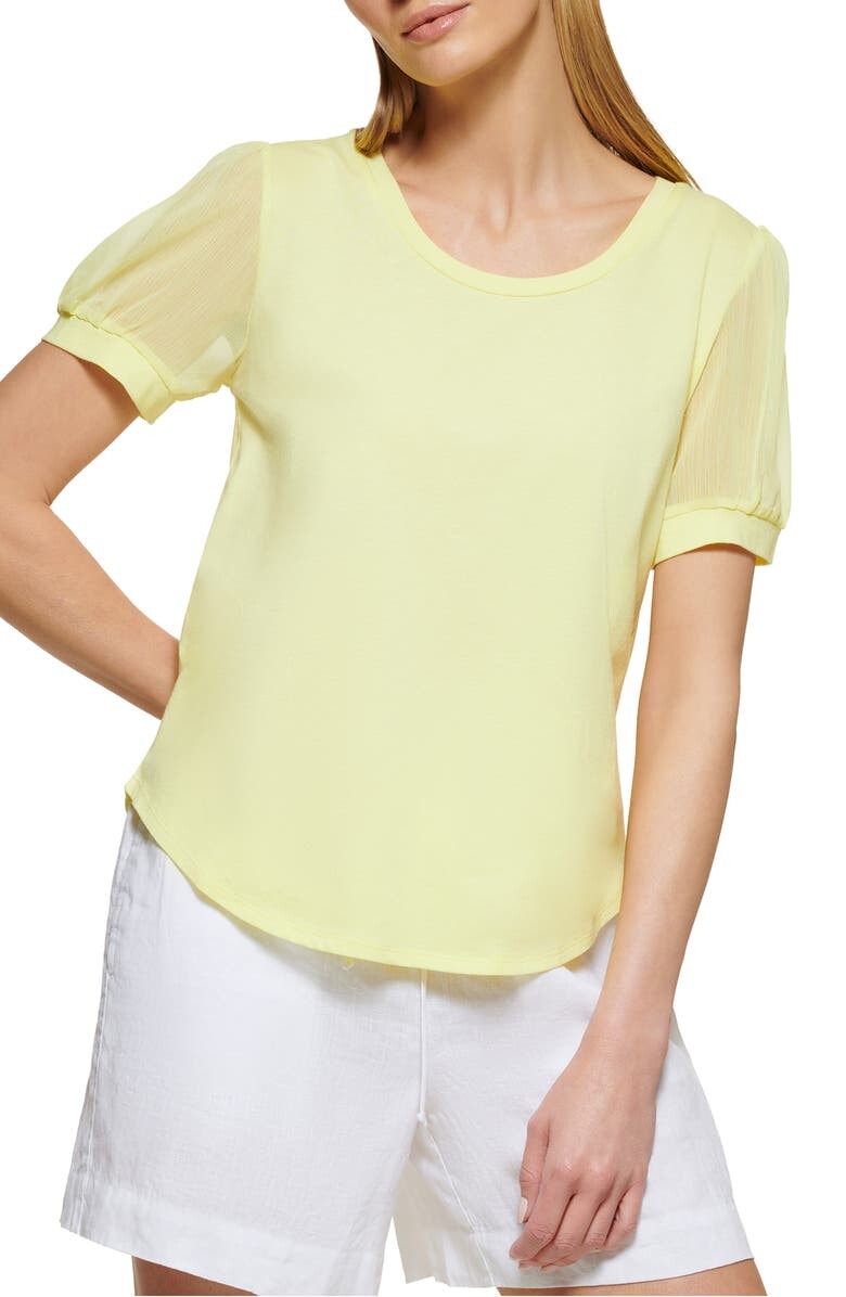 

Топ с пышными рукавами и смешанной техникой DKNY
