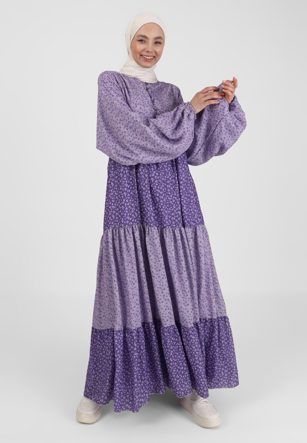 

Платье макси CREW NECK MODEST BENIN Modanisa, цвет purple