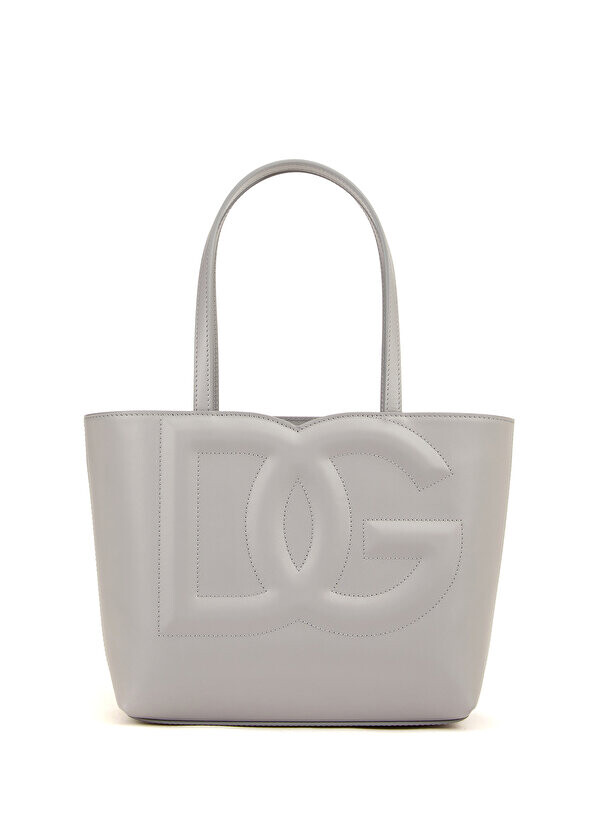 

Женская кожаная сумка-шоппер с серым логотипом Dolce&Gabbana