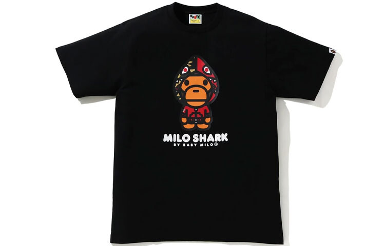

Мужская футболка с принтом BAPE, черная/белая
