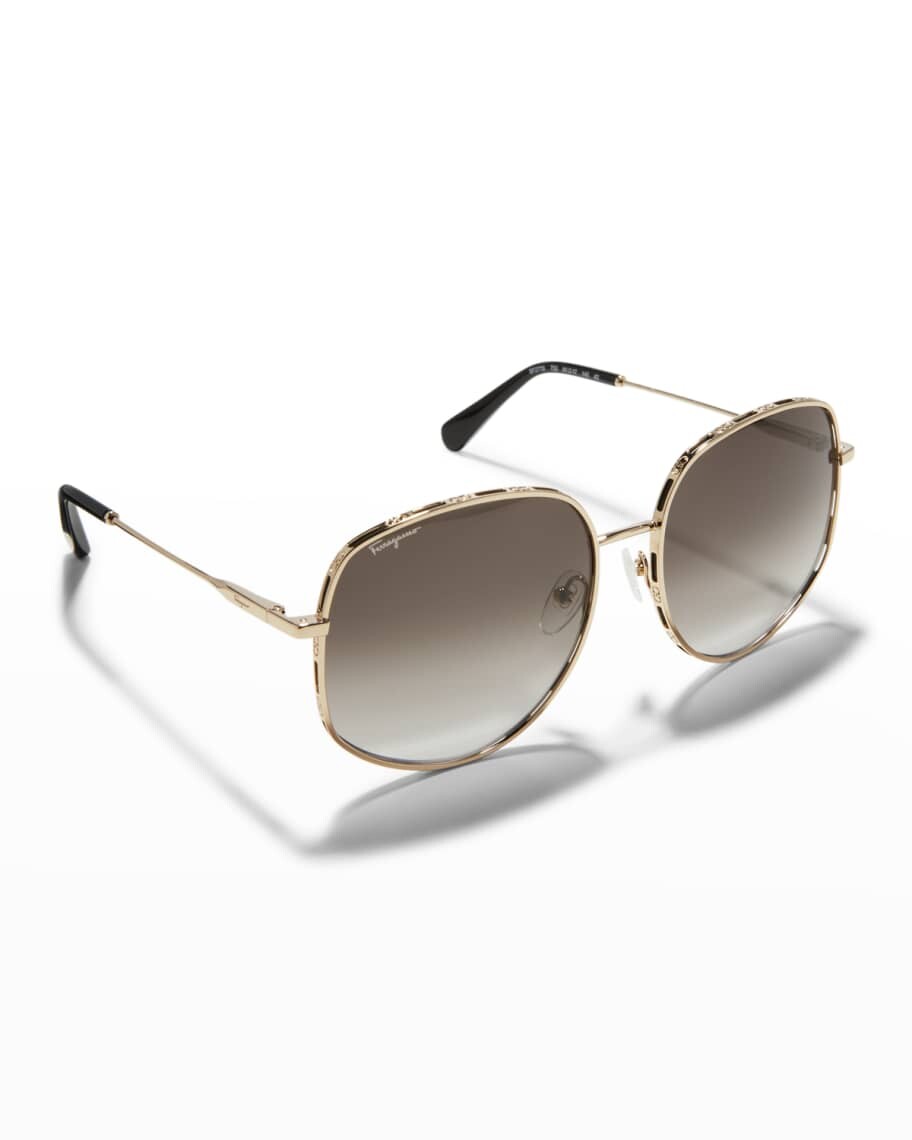 

Круглые металлические солнцезащитные очки Ferragamo