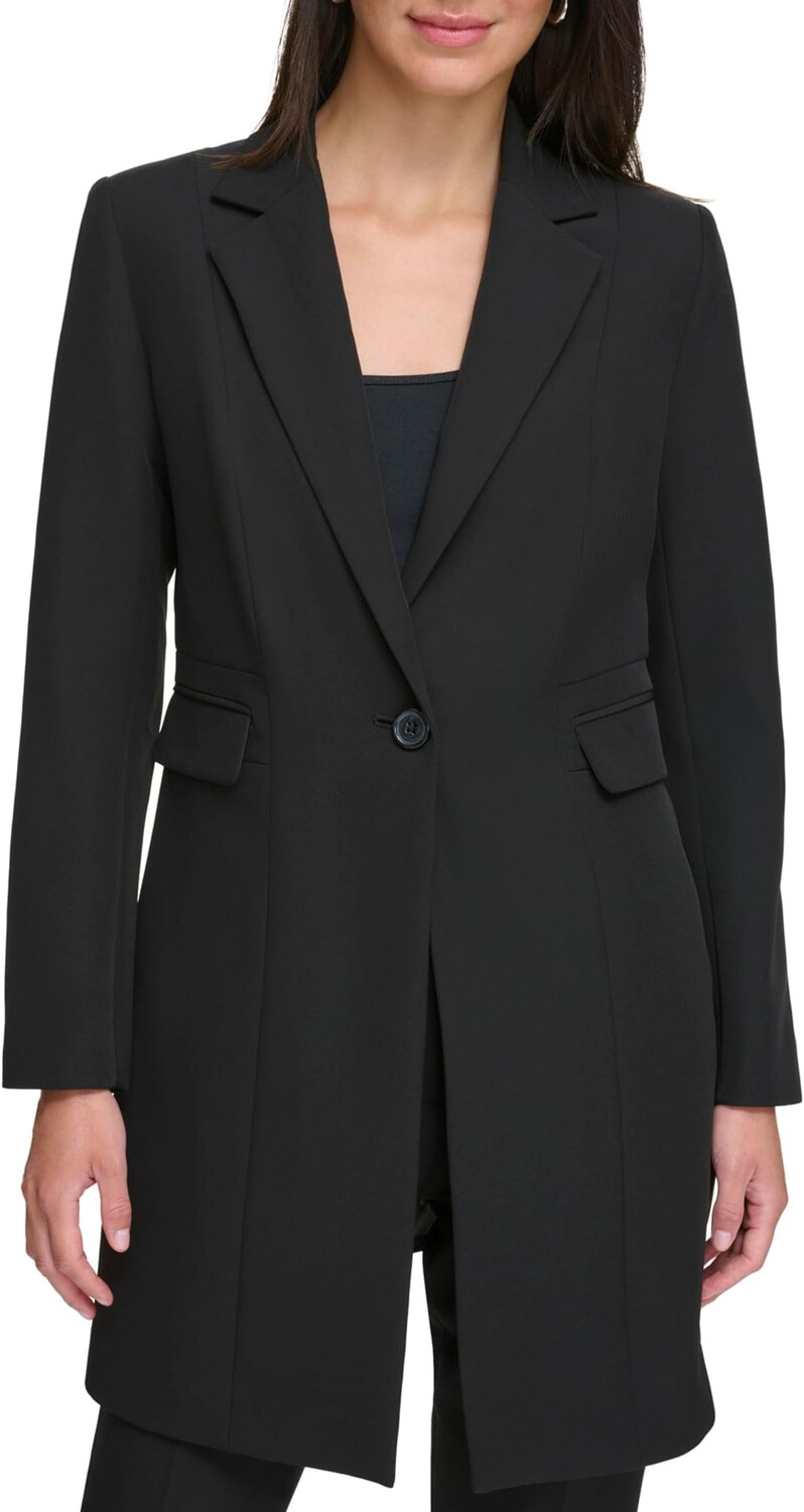 

Куртка Notch Collar One-Button Flap Pocket Topper DKNY, черный