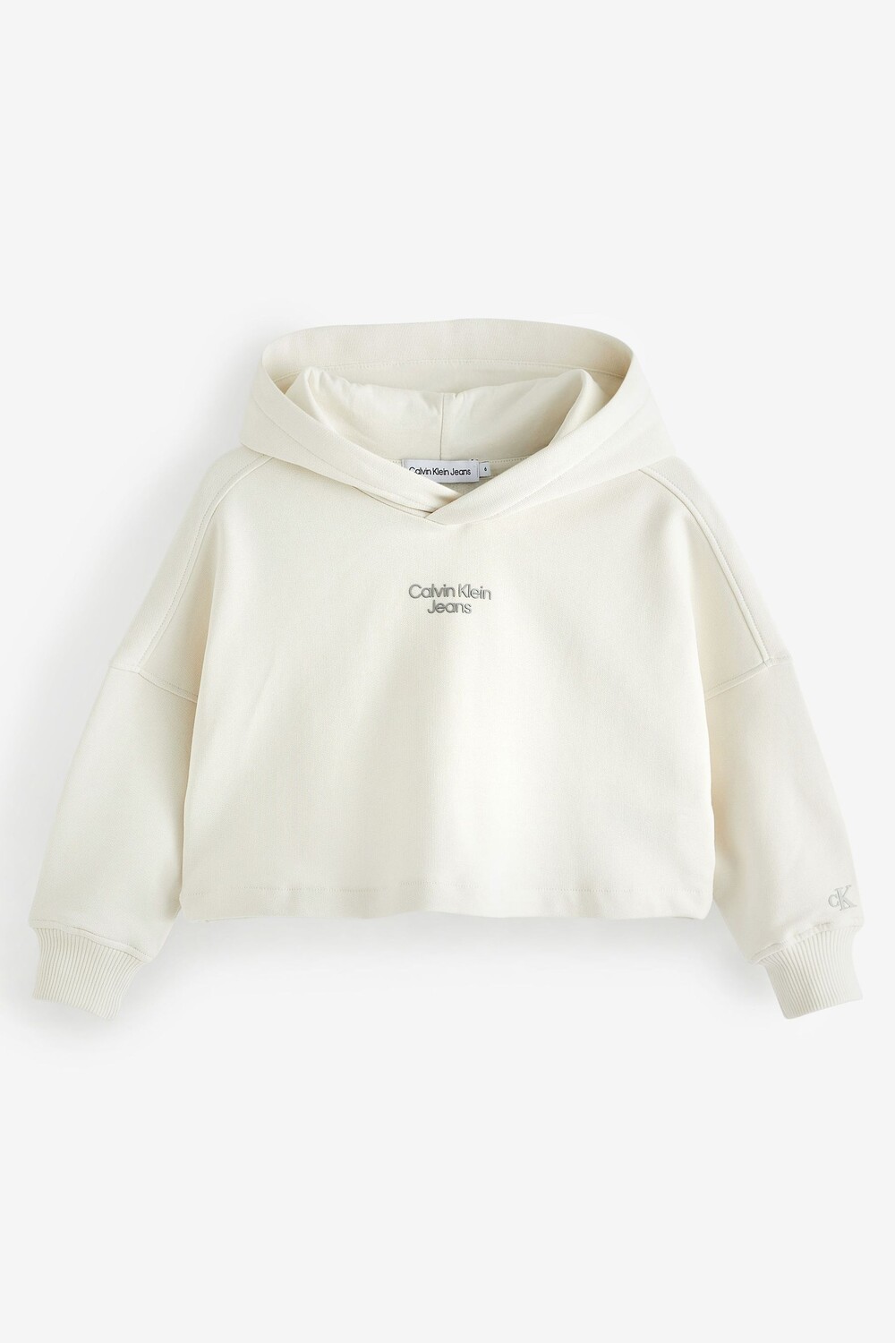 

Белое худи для девочек с логотипом Calvin Klein, белый