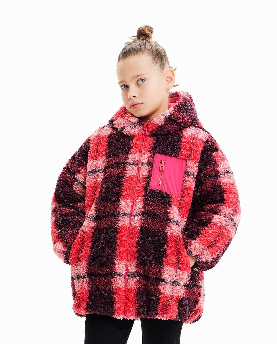 

Клетчатая короткая куртка для девочки Desigual, фуксия