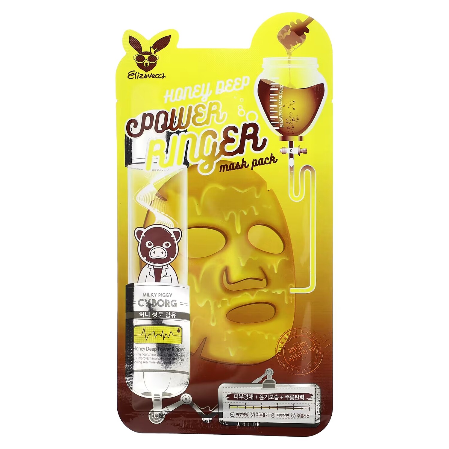 

Elizavecca Milky Piggy Cyborg Honey Deep Power Ringer Beauty Mask Pack, 1 тканевая маска, 0,78 жидких унций (23 мл)