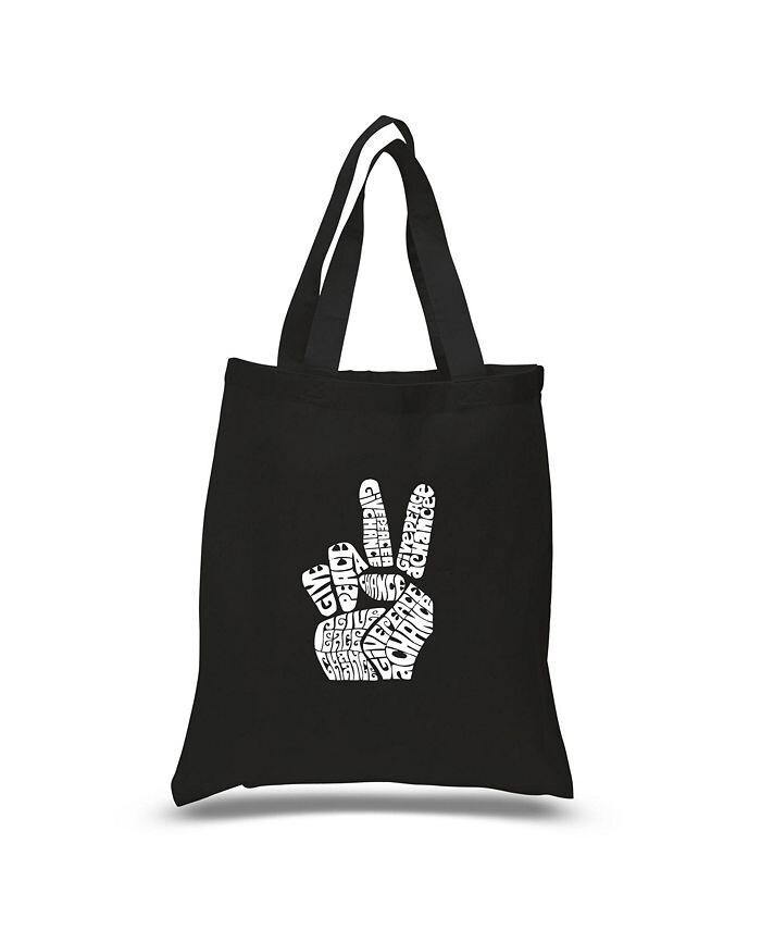 

Peace Fingers — маленькая сумка-тоут Word Art LA Pop Art, черный