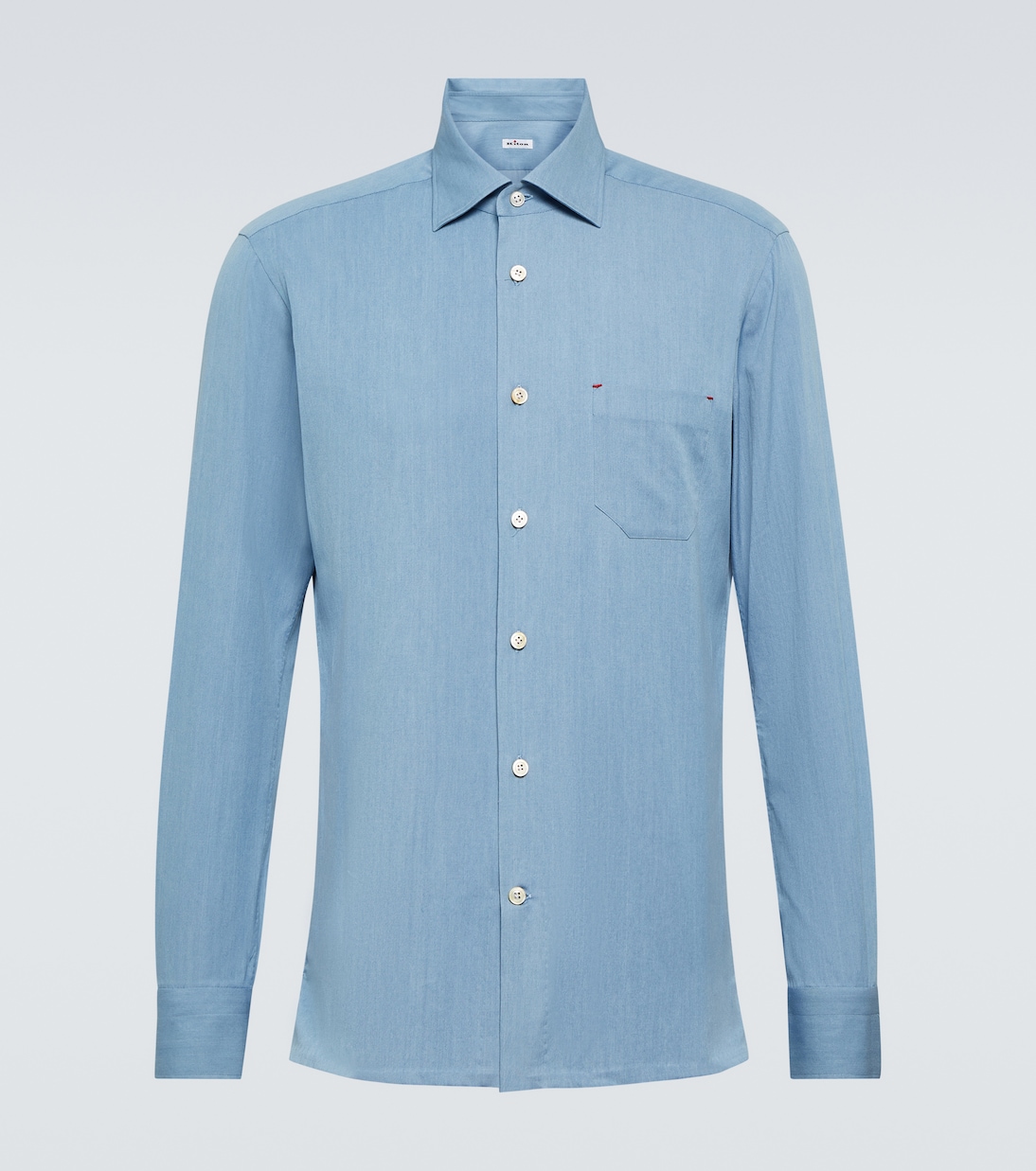 Хлопковая оксфордская рубашка Kiton, синий