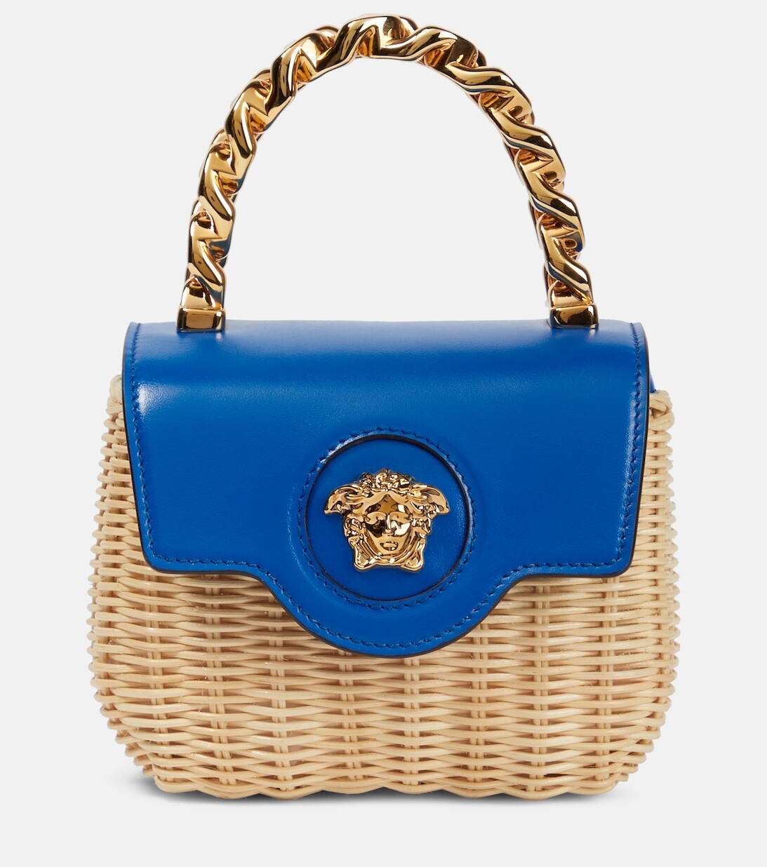 

Сумка-тоут La Medusa Mini из рафии Versace, синий